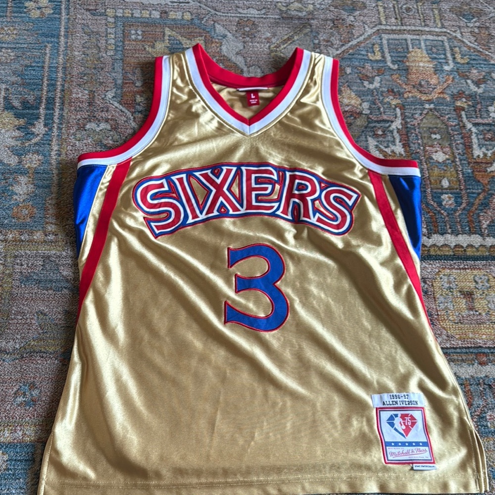 Gold Sixers Basketball Jersey 1996-97 Allen Iverson